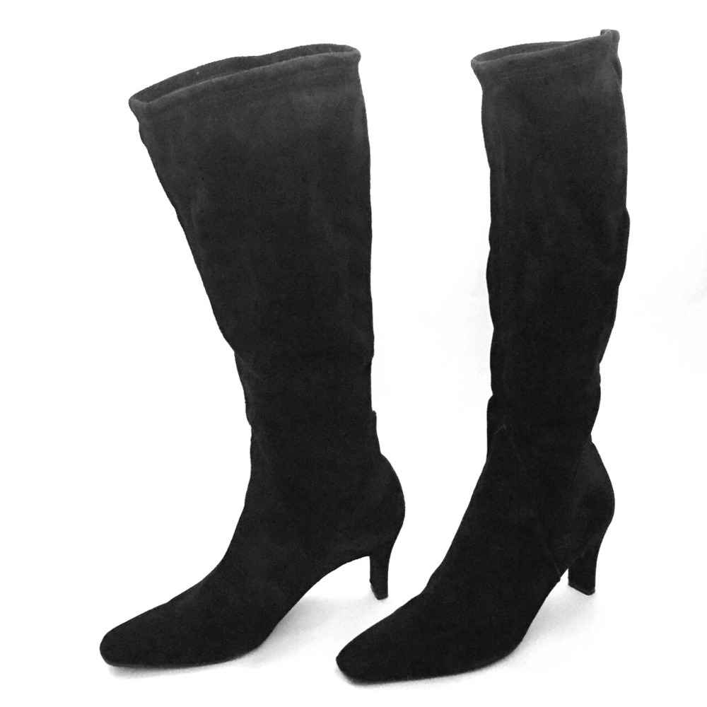 Salvatore Ferragamo Black Suede Knee High Boots 6M